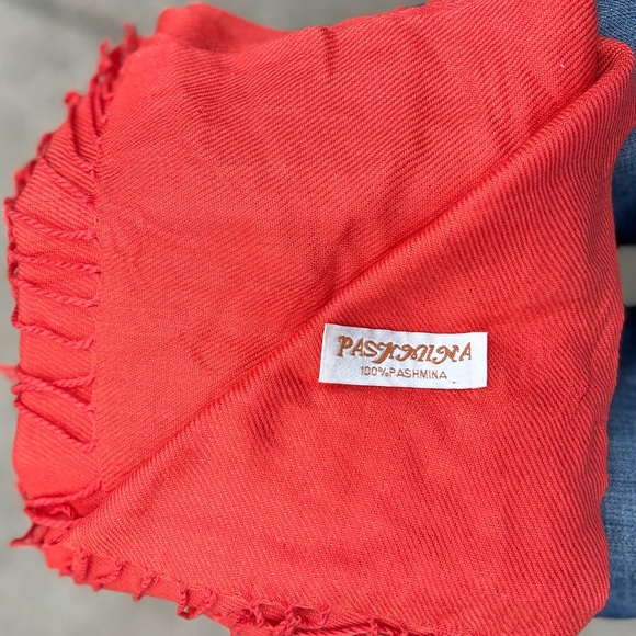 100% Pashmina Scarf Wrap Shawl — Coral — 28” x 72” - Picture 10 of 15